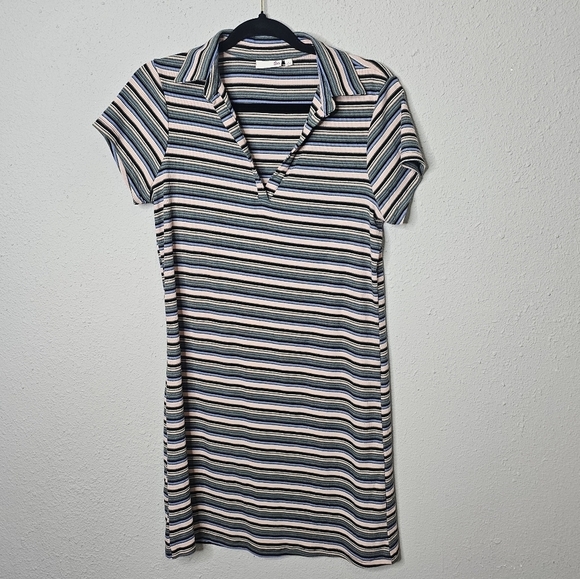 So Juniors Womens L Large 90s Striped‎ Polo Shirt Dress V Neck - Picture 1 of 7